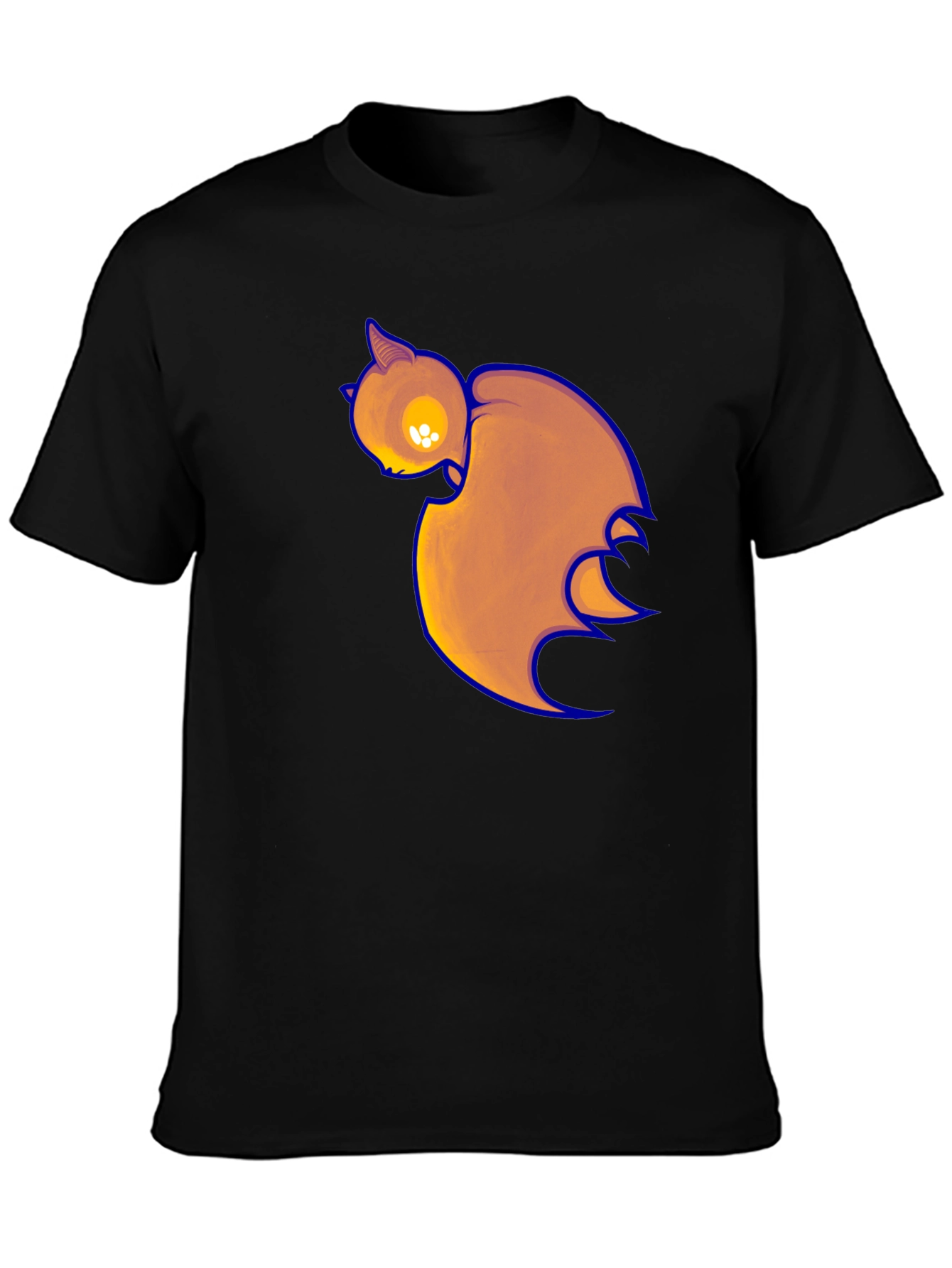 Black T-Shirt with Cartoon Bat Print