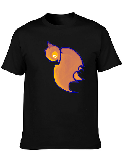 Black T-Shirt with Cartoon Bat Print