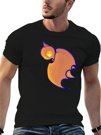Black T-Shirt with Cartoon Bat Print