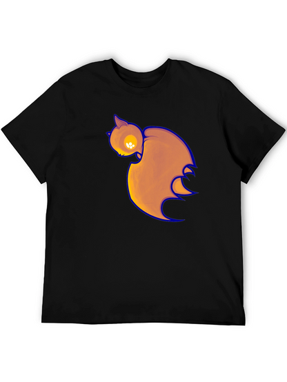 Black T-Shirt with Cartoon Bat Print