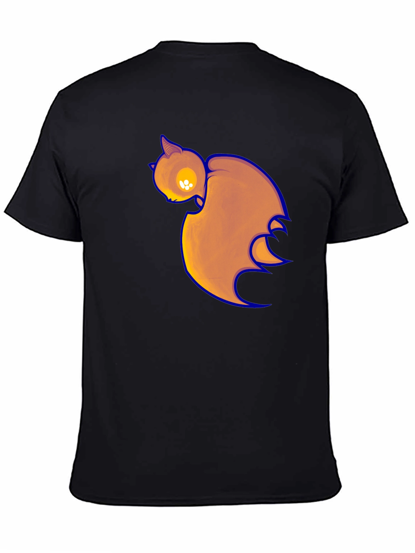 Black T-Shirt with Cartoon Bat Print