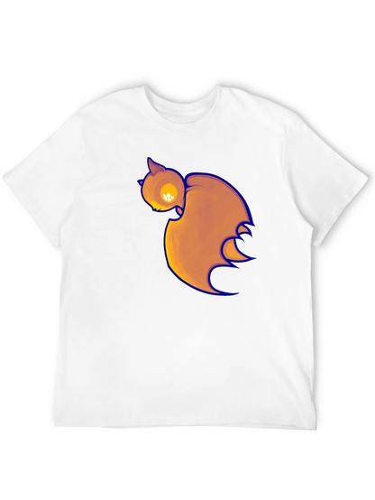 Black T-Shirt with Cartoon Bat Print