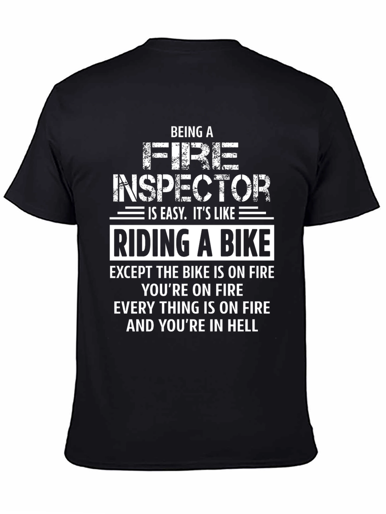 Fire Inspector Riding a Bike Humor T-Shirt