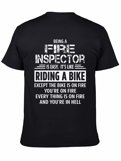 Fire Inspector Riding a Bike Humor T-Shirt