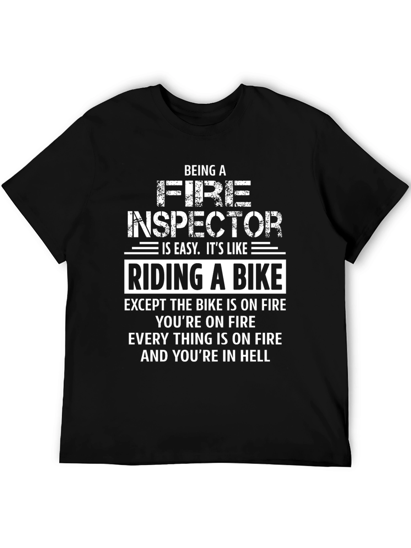 Fire Inspector Riding a Bike Humor T-Shirt