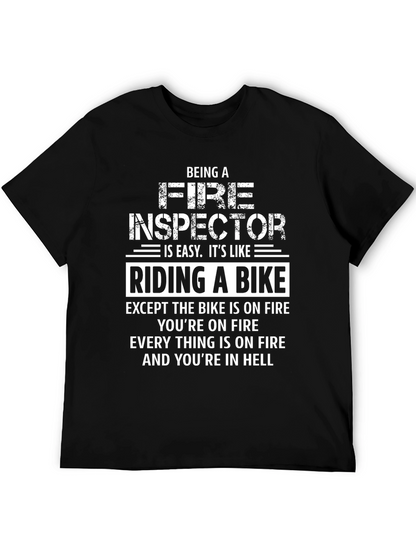 Fire Inspector Riding a Bike Humor T-Shirt