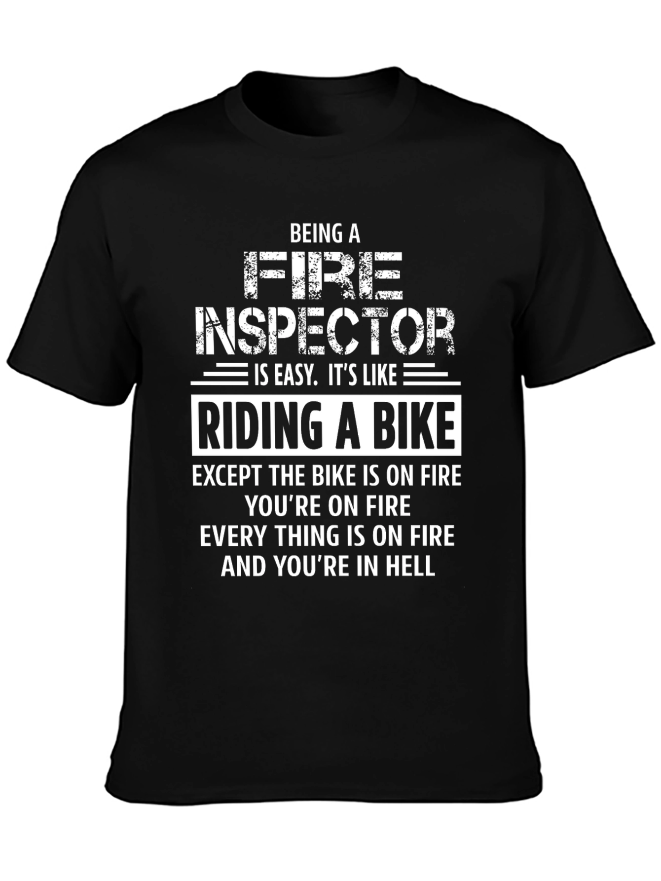 Fire Inspector Riding a Bike Humor T-Shirt