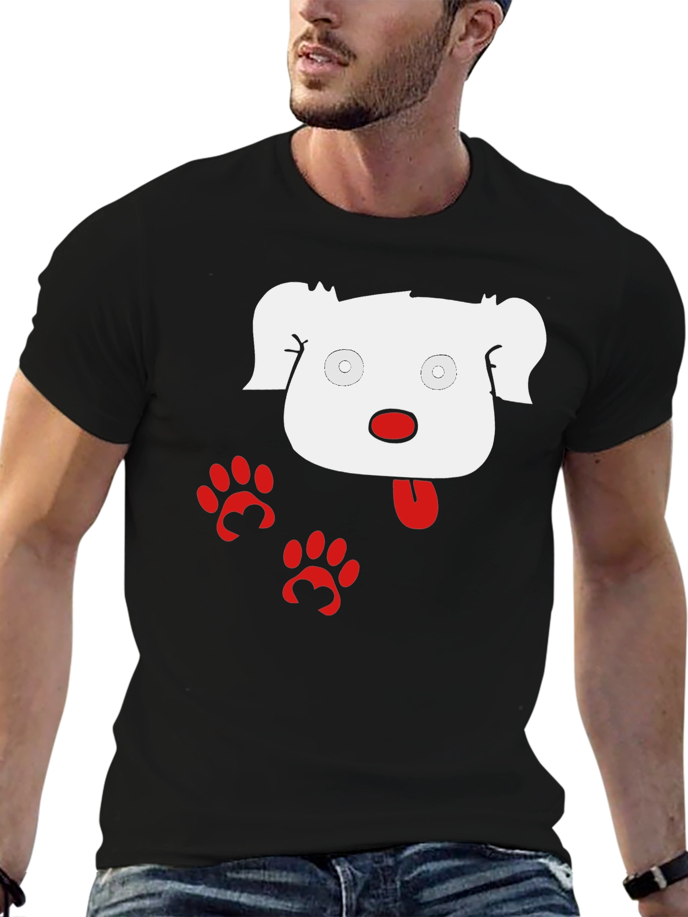 Funny Dog Graphic Black T-Shirt