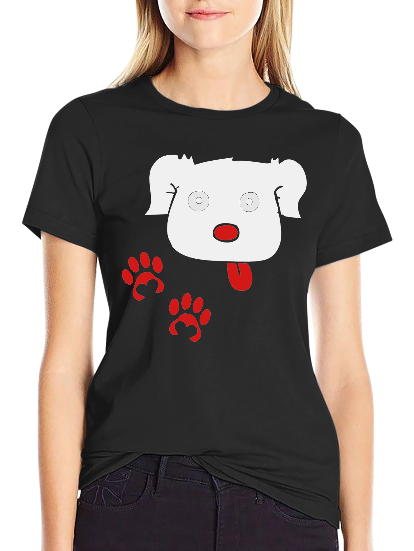 Funny Dog Graphic Black T-Shirt