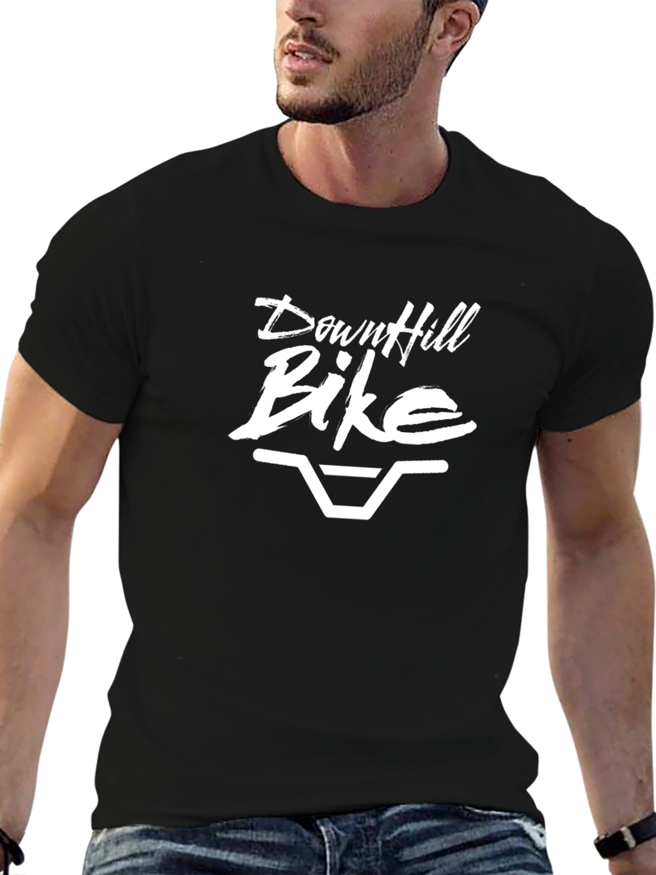 Downhill Bike Graphic Tee - Black Cotton T-Shirt