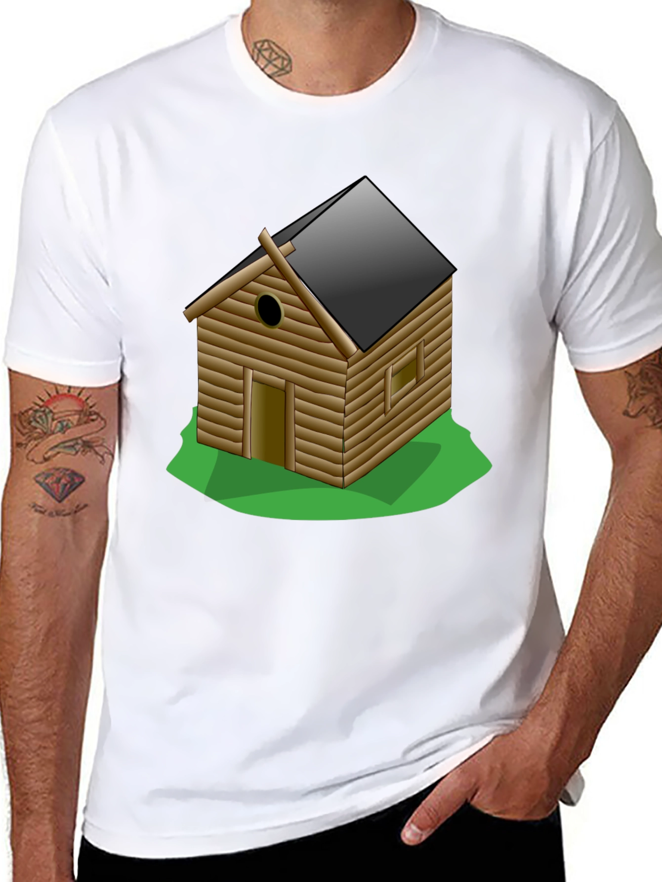 Log Cabin Graphic Tee - Novelty T-Shirt
