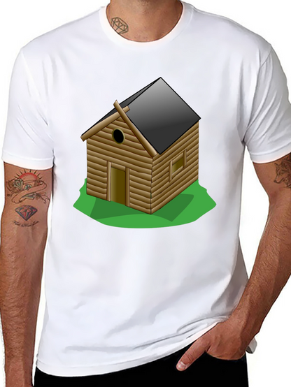 Log Cabin Graphic Tee - Novelty T-Shirt