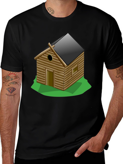 Log Cabin Graphic Tee - Novelty T-Shirt