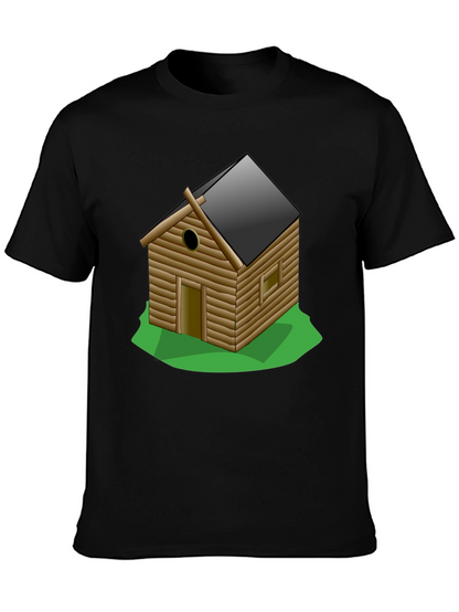 Log Cabin Graphic Tee - Novelty T-Shirt