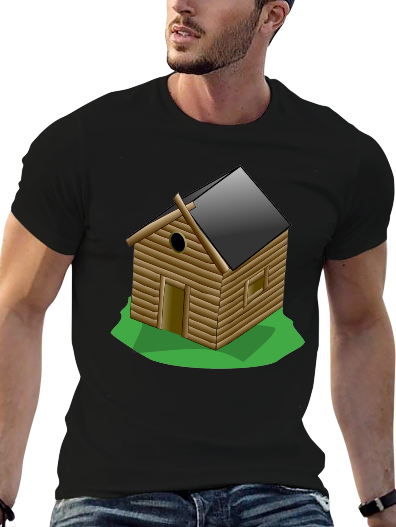 Log Cabin Graphic Tee - Novelty T-Shirt