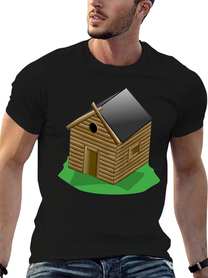 Log Cabin Graphic Tee - Novelty T-Shirt