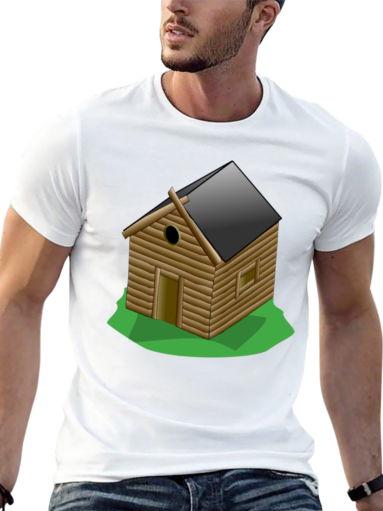 Log Cabin Graphic Tee - Novelty T-Shirt