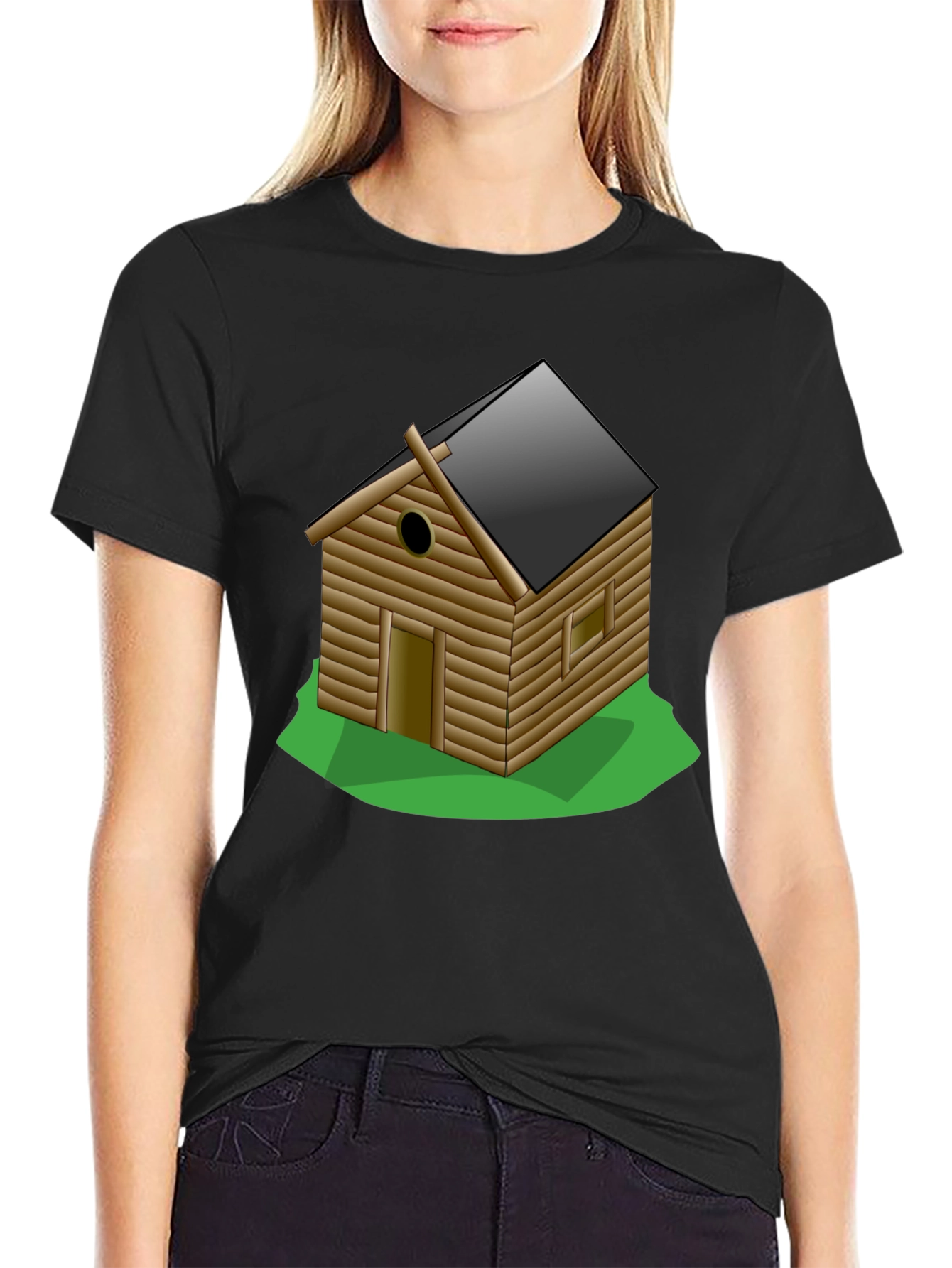 Log Cabin Graphic Tee - Novelty T-Shirt