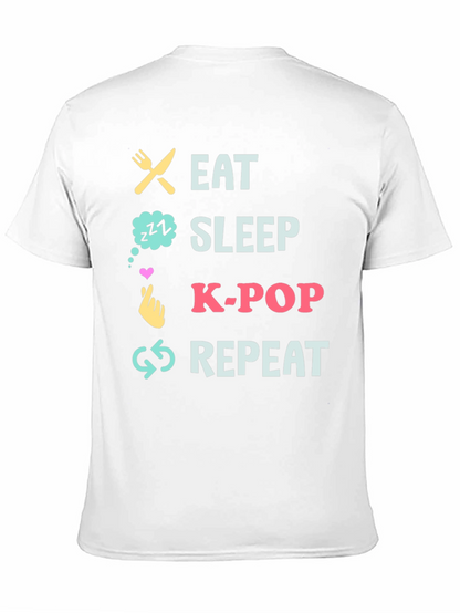 Eat Sleep K-Pop Repeat Black T-Shirt