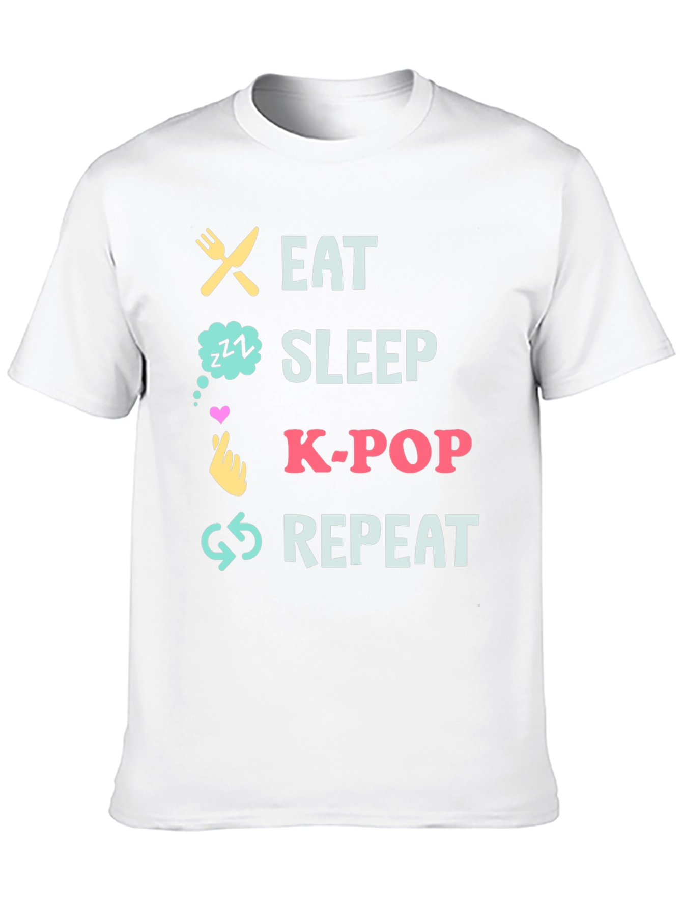 Eat Sleep K-Pop Repeat Black T-Shirt