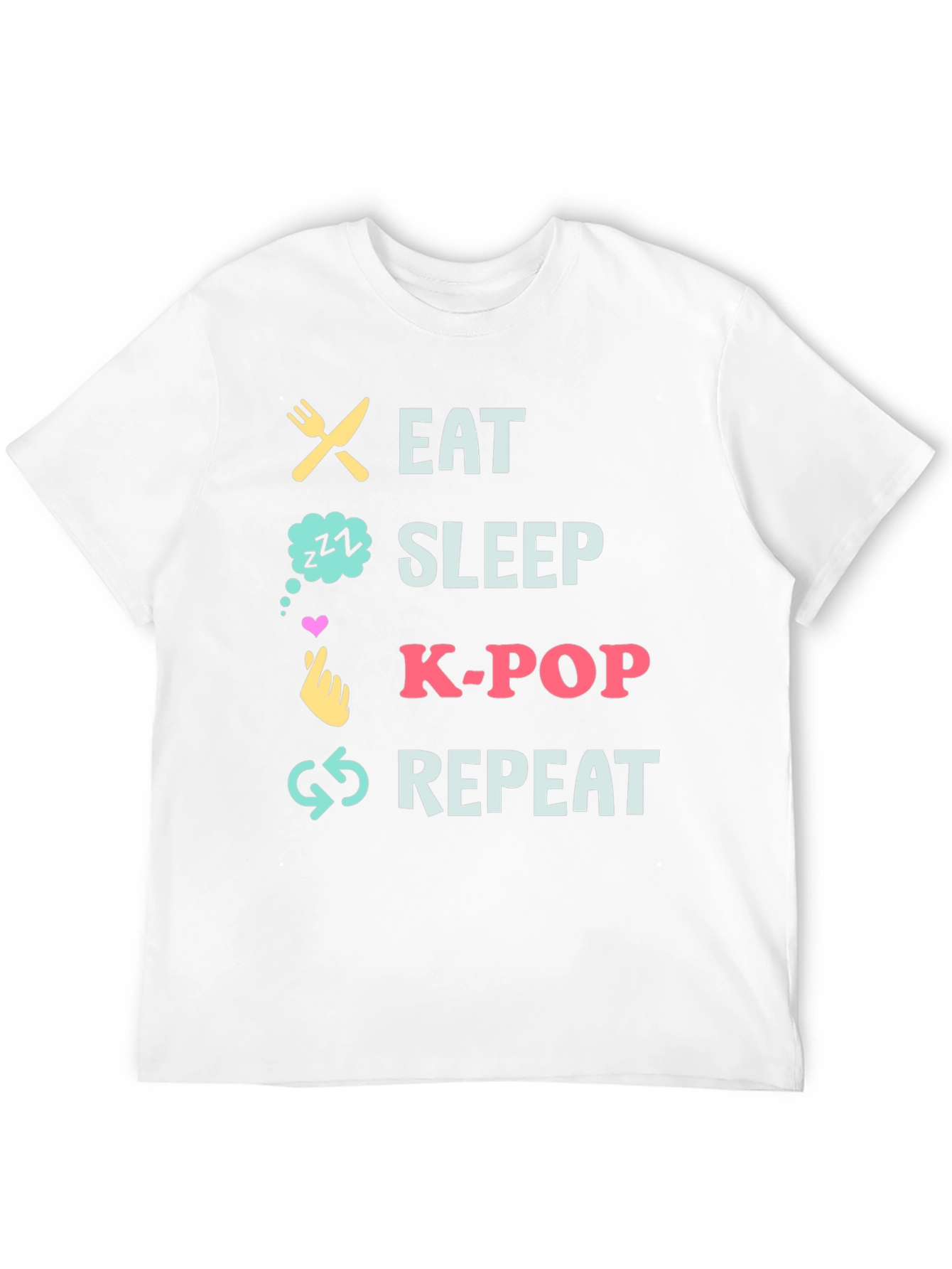 Eat Sleep K-Pop Repeat Black T-Shirt