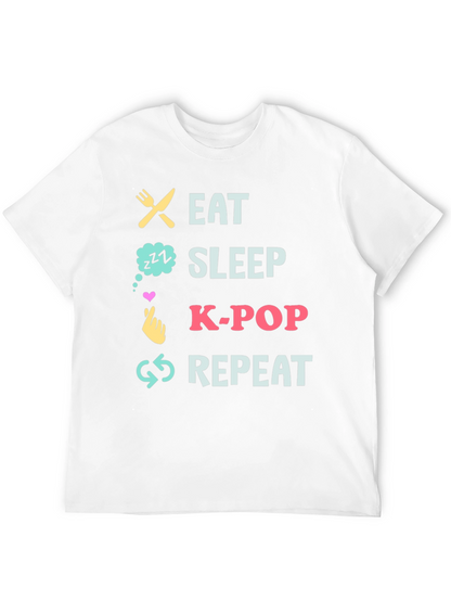 Eat Sleep K-Pop Repeat Black T-Shirt