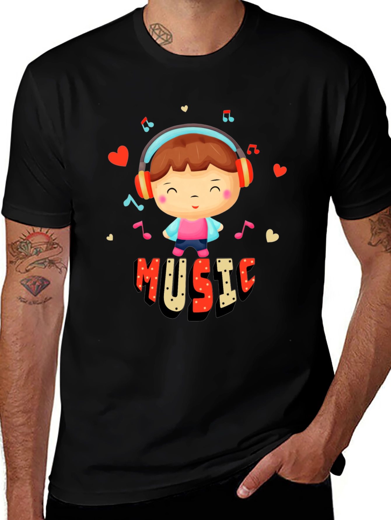 Music Lover Graphic Tee - Cute Cartoon Design
