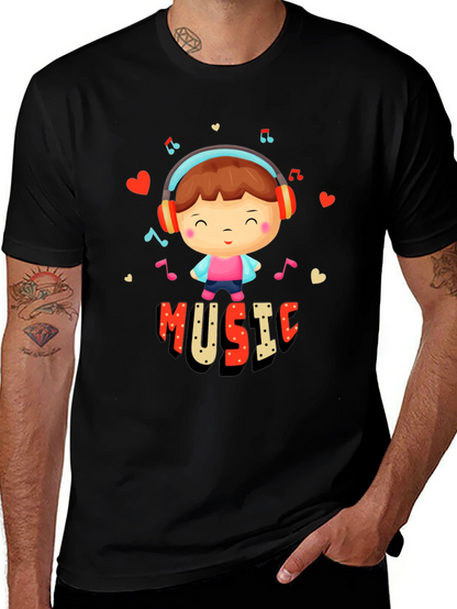 Music Lover Graphic Tee - Cute Cartoon Design