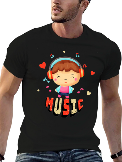 Music Lover Graphic Tee - Cute Cartoon Design