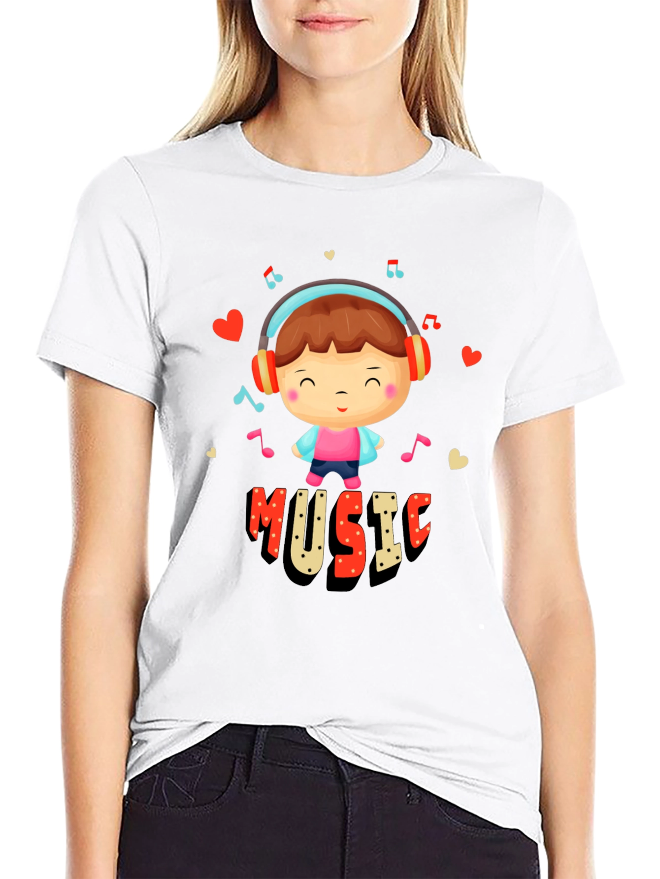 Music Lover Graphic Tee - Cute Cartoon Design