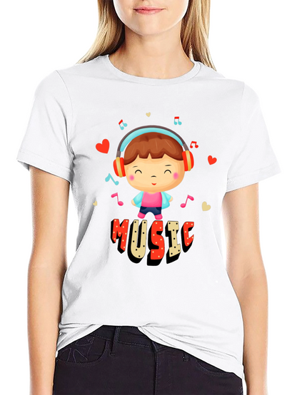 Music Lover Graphic Tee - Cute Cartoon Design