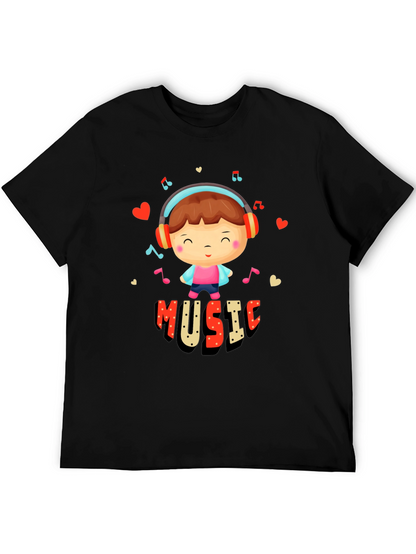 Music Lover Graphic Tee - Cute Cartoon Design