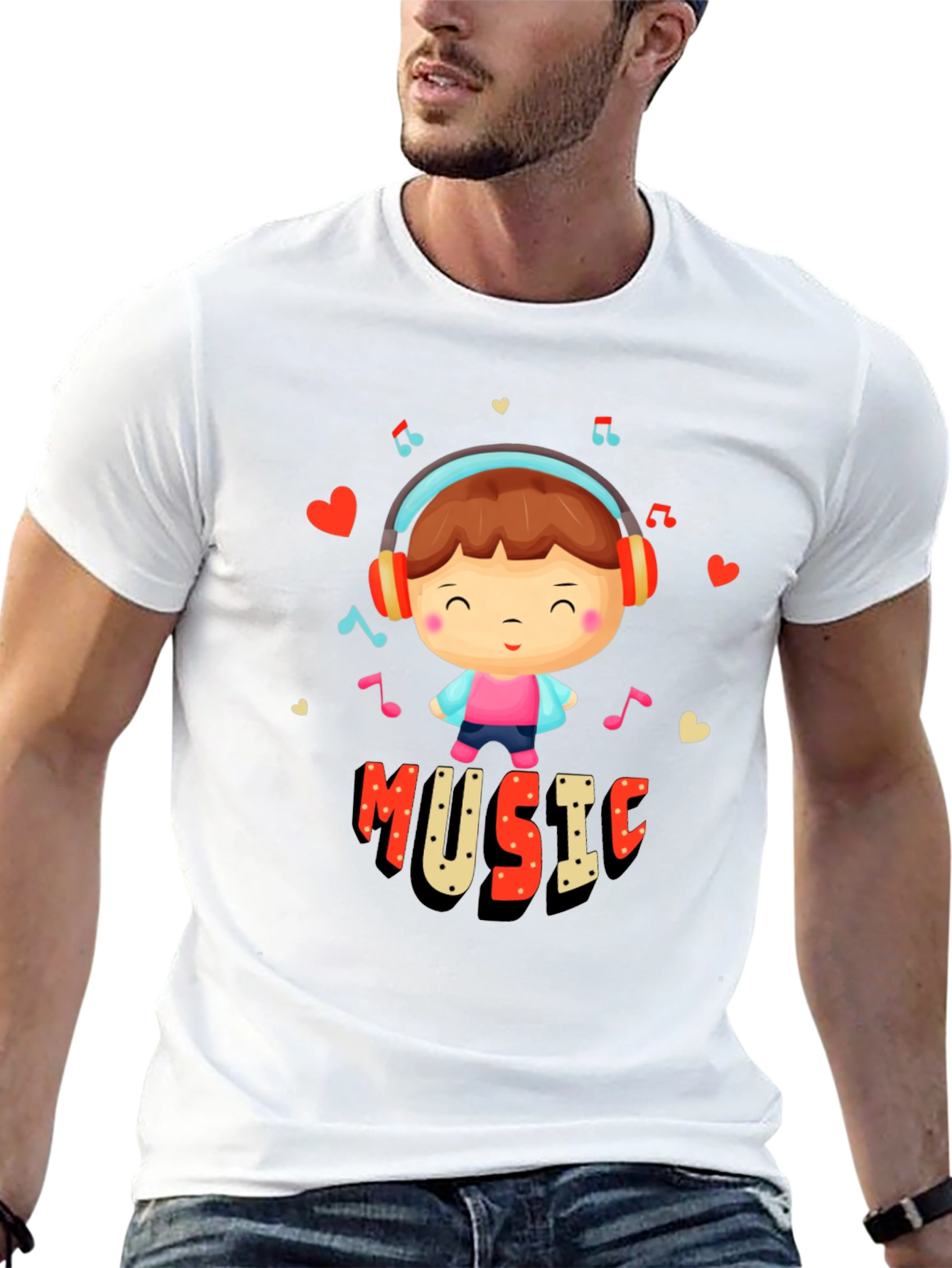 Music Lover Graphic Tee - Cute Cartoon Design