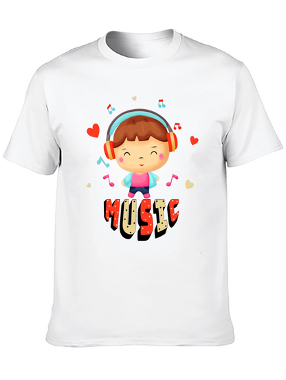 Music Lover Graphic Tee - Cute Cartoon Design