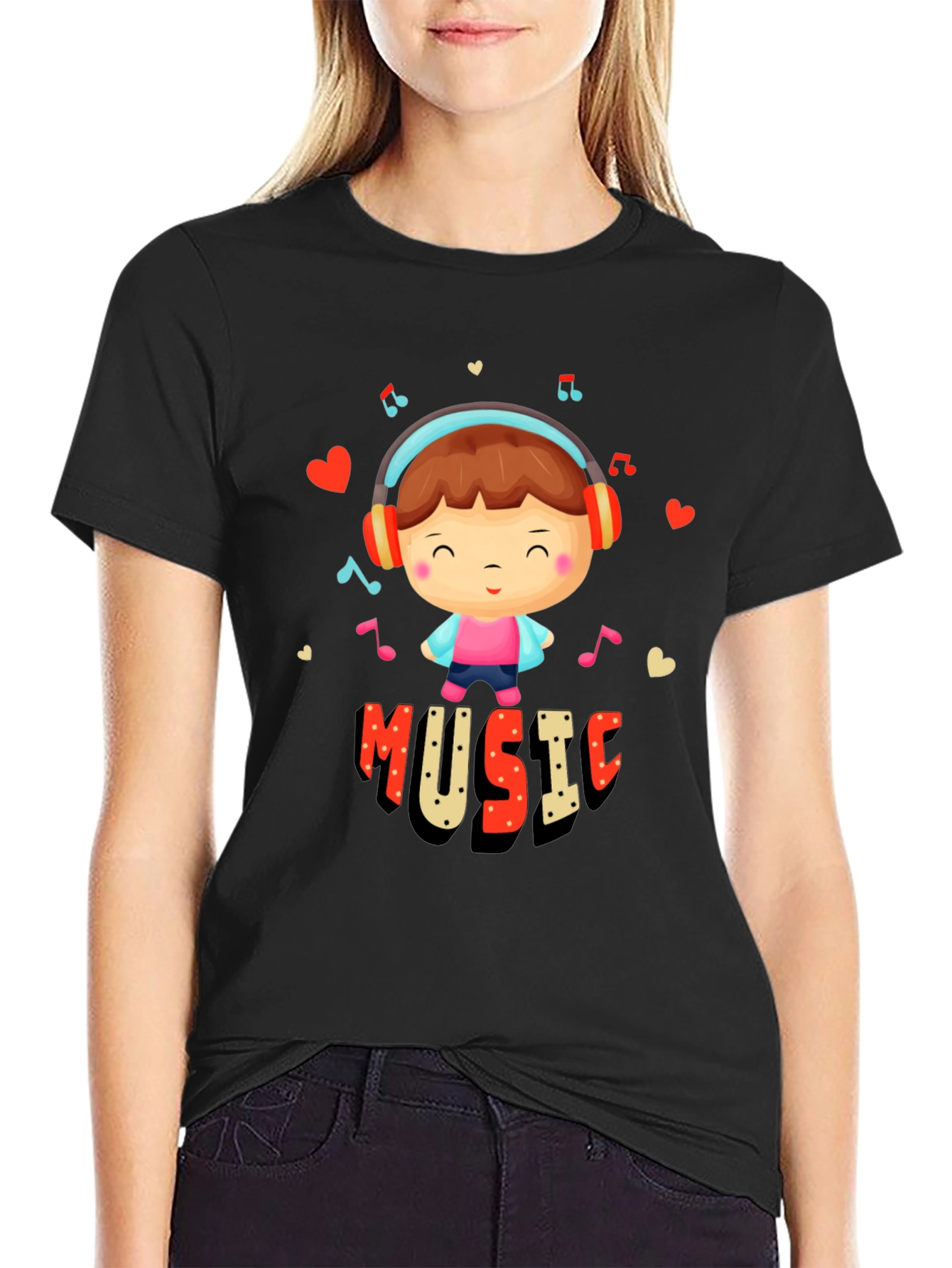 Music Lover Graphic Tee - Cute Cartoon Design