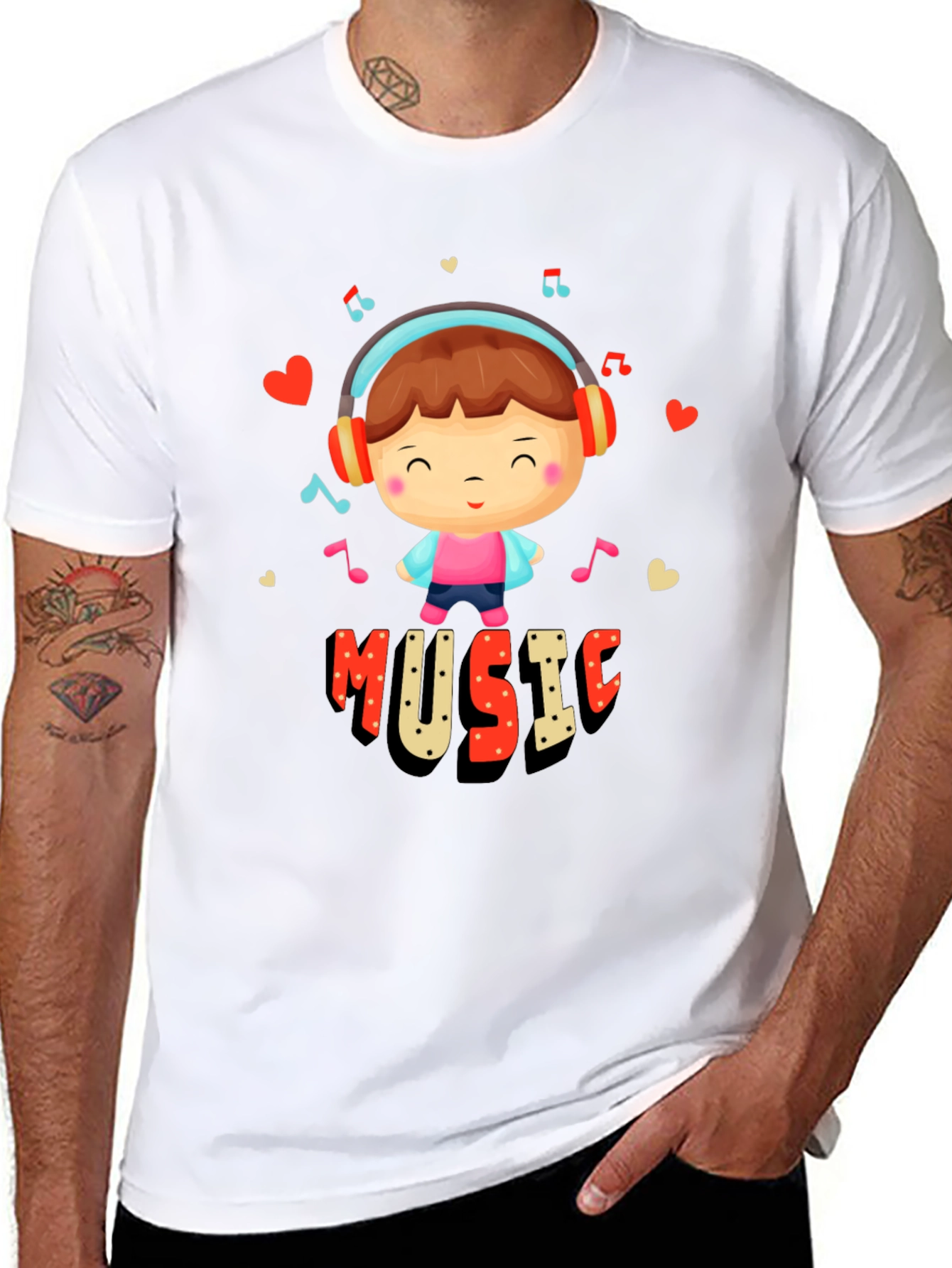 Music Lover Graphic Tee - Cute Cartoon Design