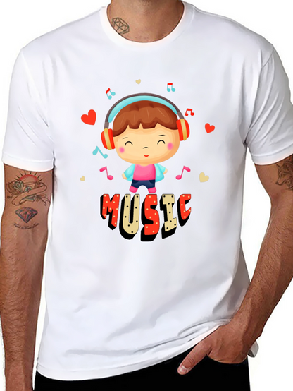 Music Lover Graphic Tee - Cute Cartoon Design