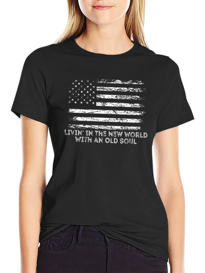 American Flag Livin With an Old Soul T-Shirt