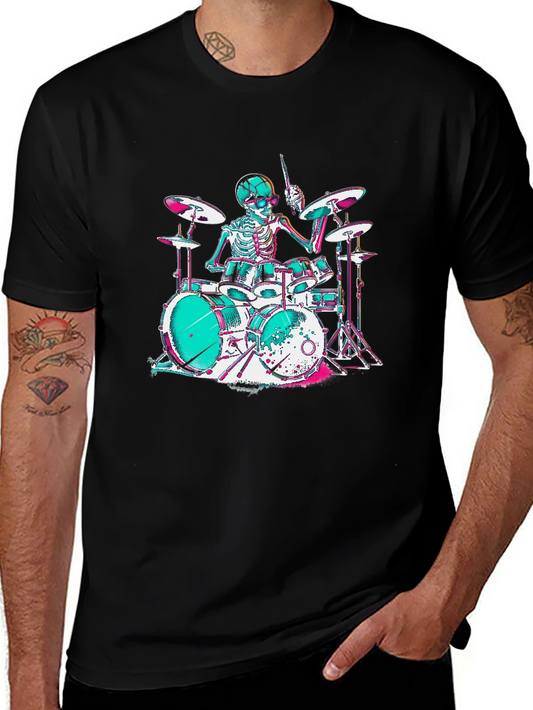 Skeleton Drummer Graphic T-Shirt
