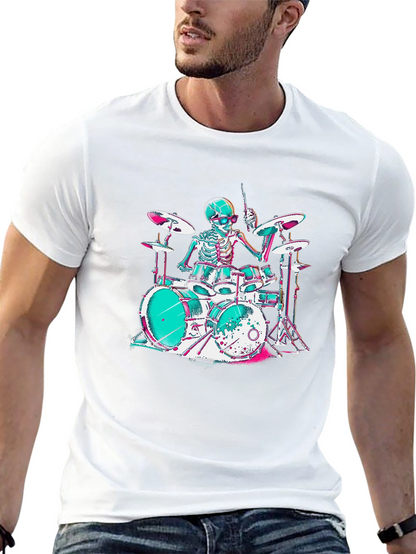 Skeleton Drummer Graphic T-Shirt