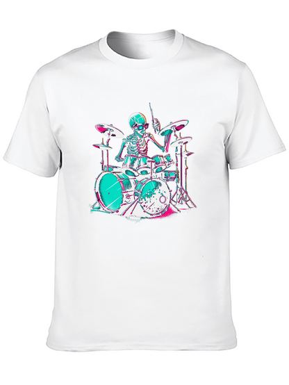 Skeleton Drummer Graphic T-Shirt