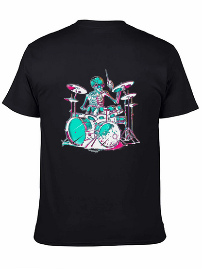 Skeleton Drummer Graphic T-Shirt