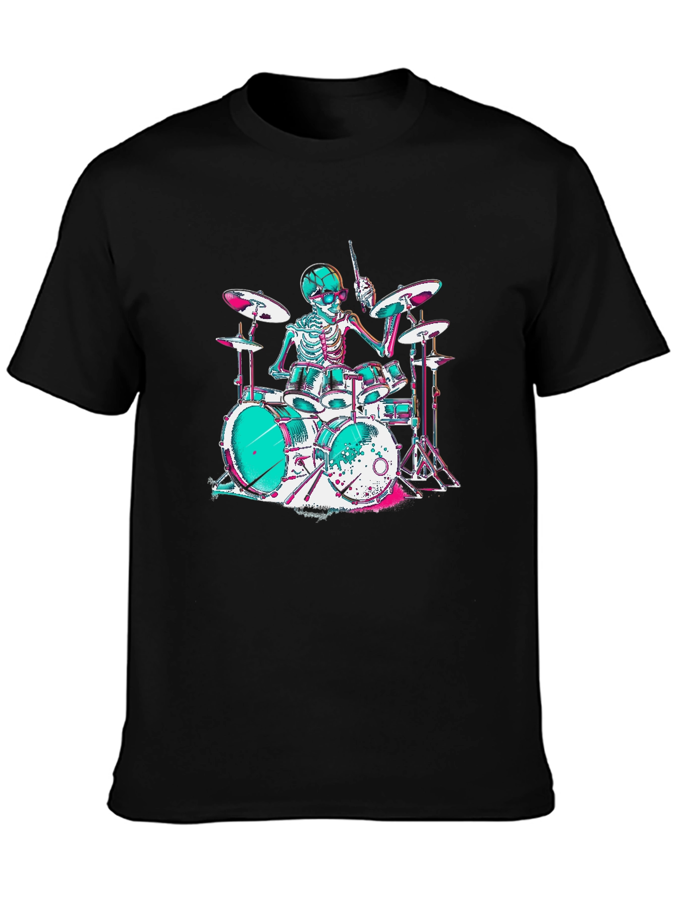 Skeleton Drummer Graphic T-Shirt