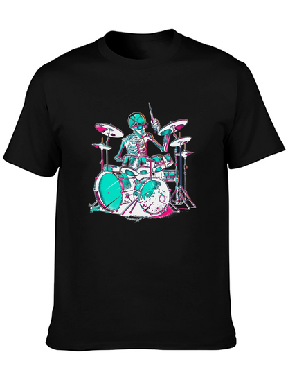 Skeleton Drummer Graphic T-Shirt