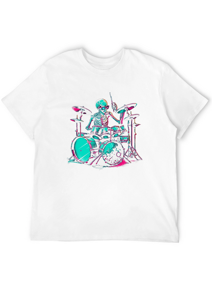 Skeleton Drummer Graphic T-Shirt