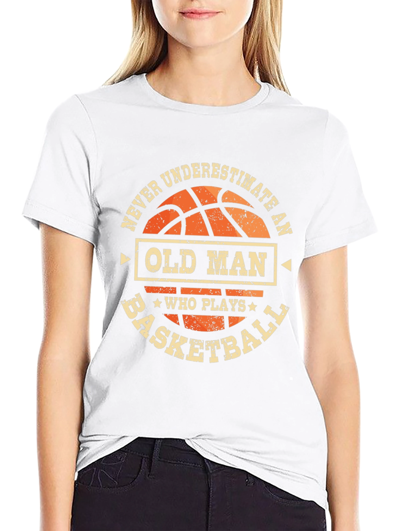 Never Underestimate Basketball Old Man T-Shirt