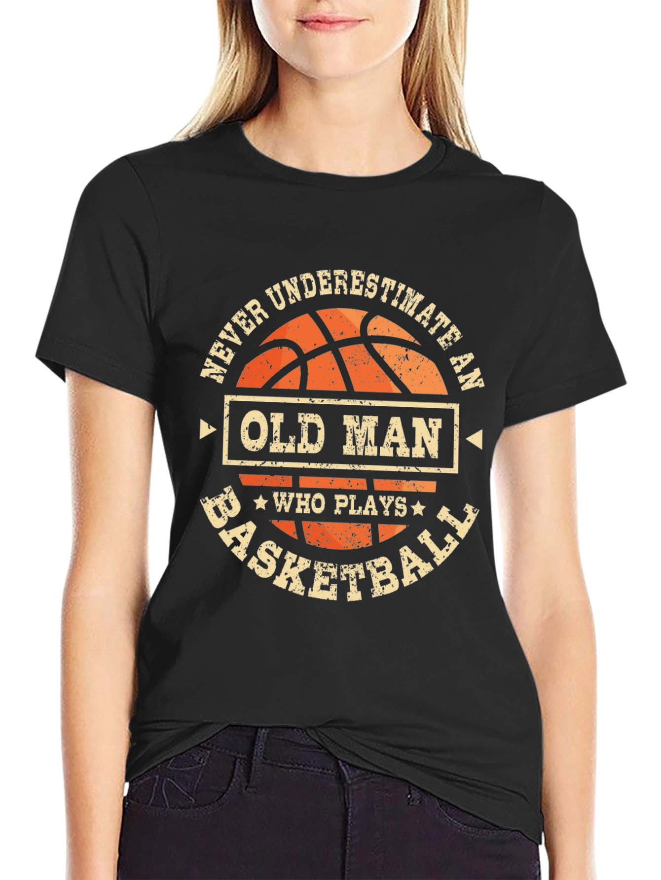 Never Underestimate Basketball Old Man T-Shirt