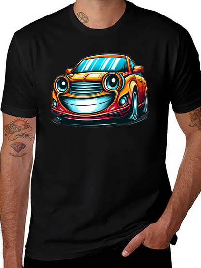 Funny Car Cartoon T-Shirt - Black
