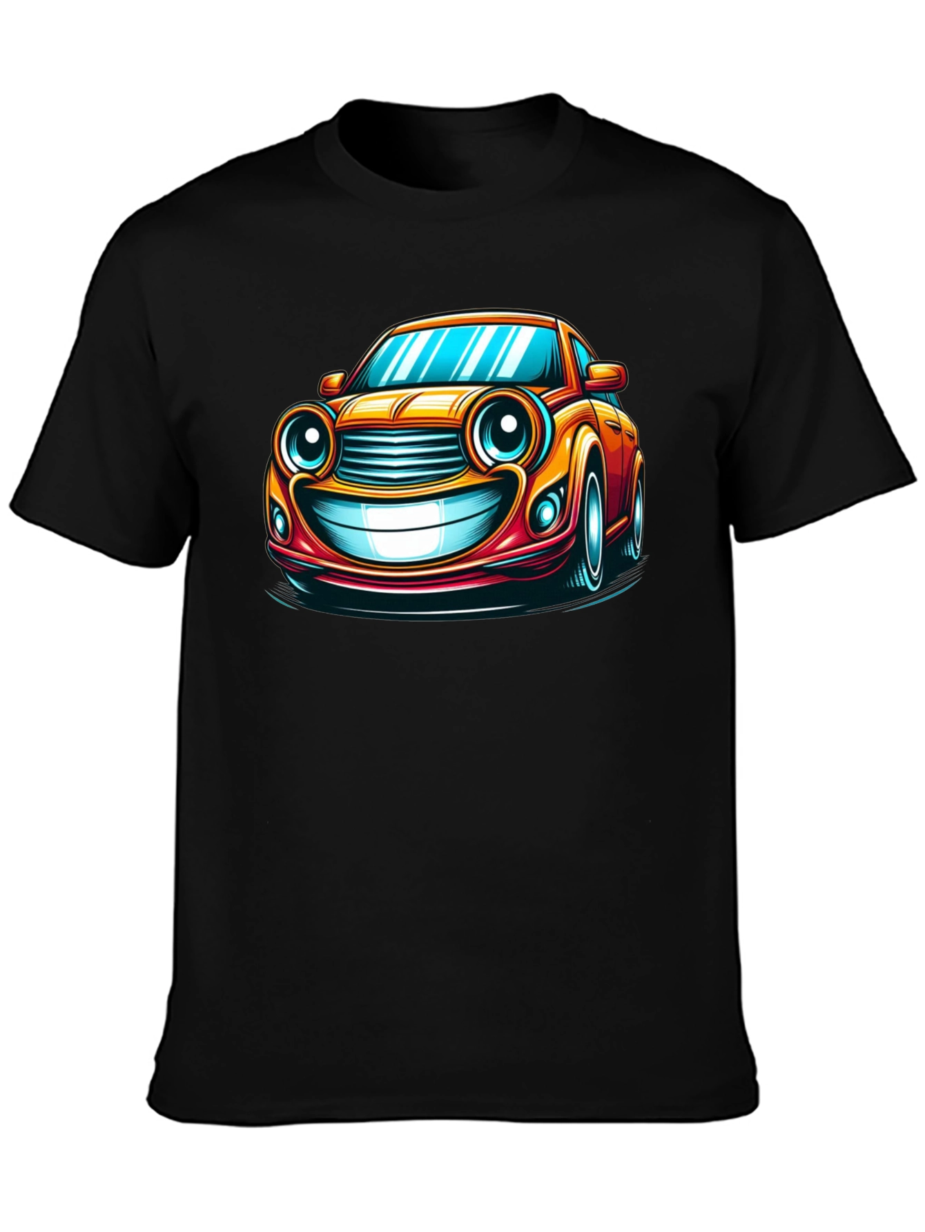 Funny Car Cartoon T-Shirt - Black