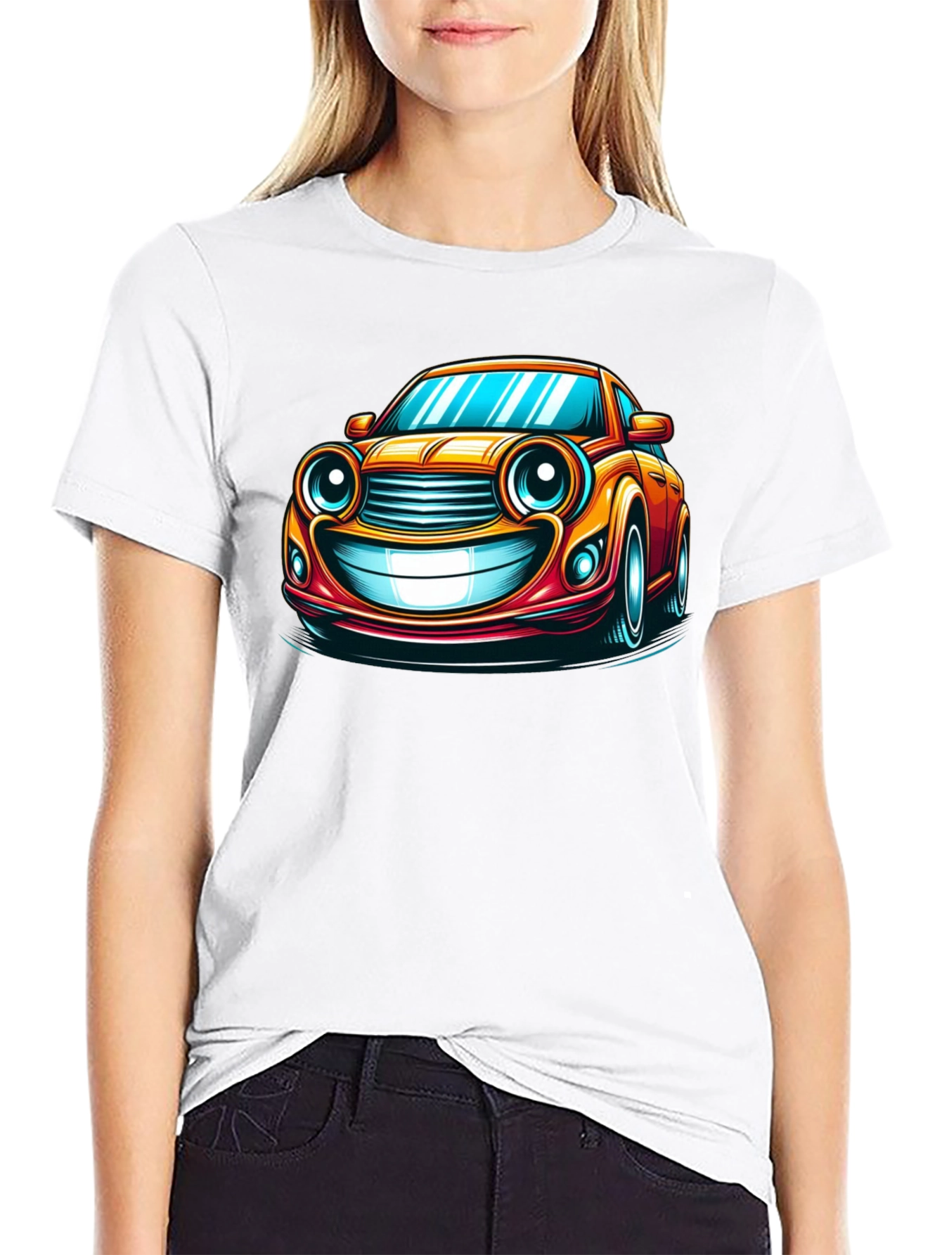Funny Car Cartoon T-Shirt - Black